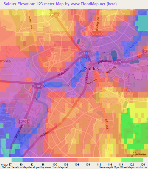 Saldus,Latvia Elevation Map