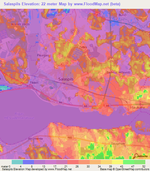 Salaspils,Latvia Elevation Map