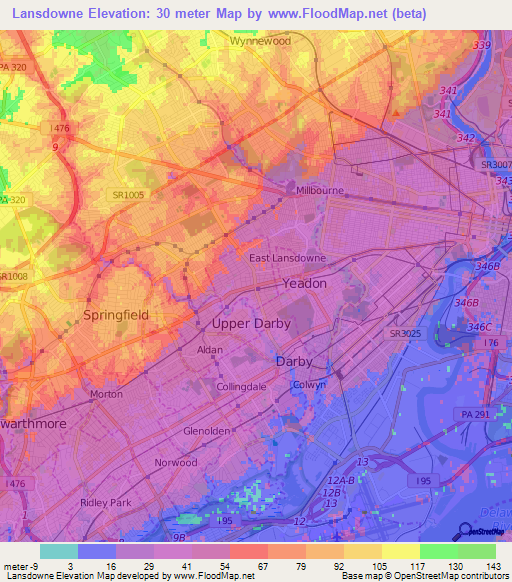 Lansdowne,US Elevation Map