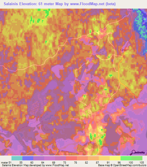 Salainis,Latvia Elevation Map