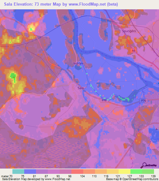 Sala,Latvia Elevation Map