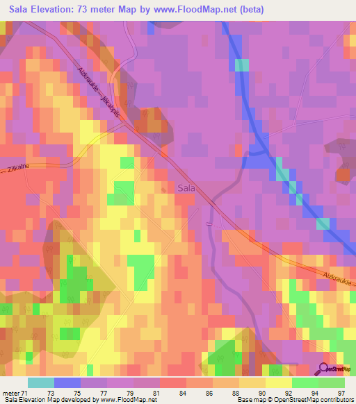 Sala,Latvia Elevation Map