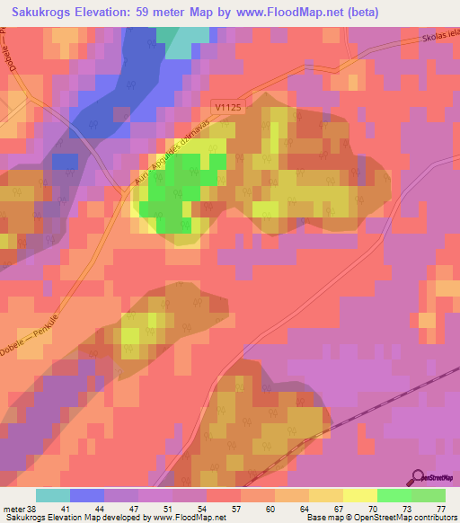 Sakukrogs,Latvia Elevation Map