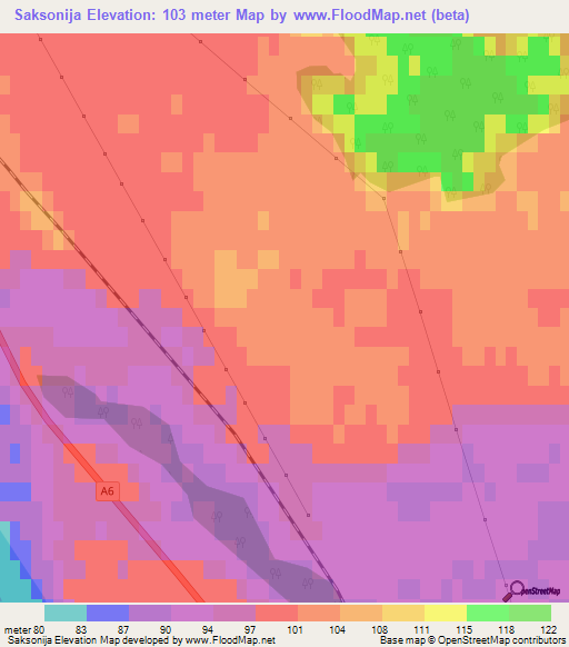 Saksonija,Latvia Elevation Map