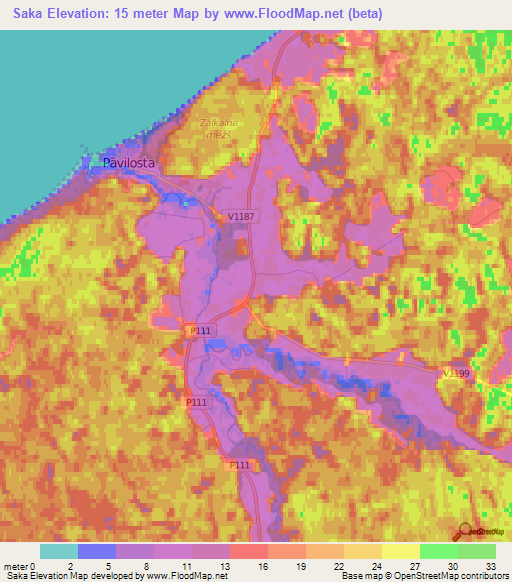 Saka,Latvia Elevation Map