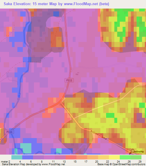 Saka,Latvia Elevation Map