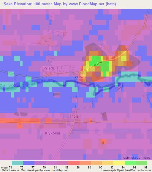 Saka,Latvia Elevation Map