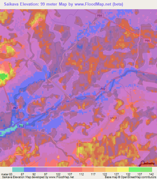 Saikava,Latvia Elevation Map