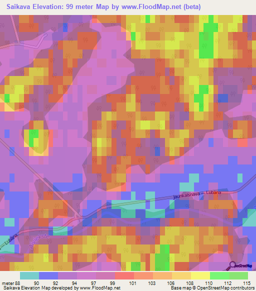 Saikava,Latvia Elevation Map