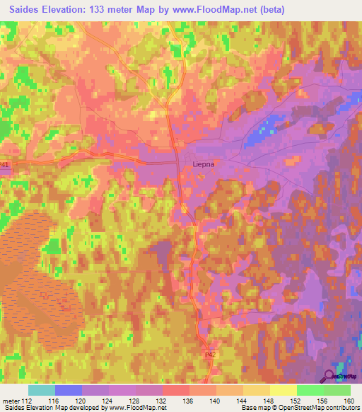 Saides,Latvia Elevation Map