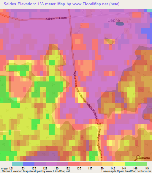 Saides,Latvia Elevation Map