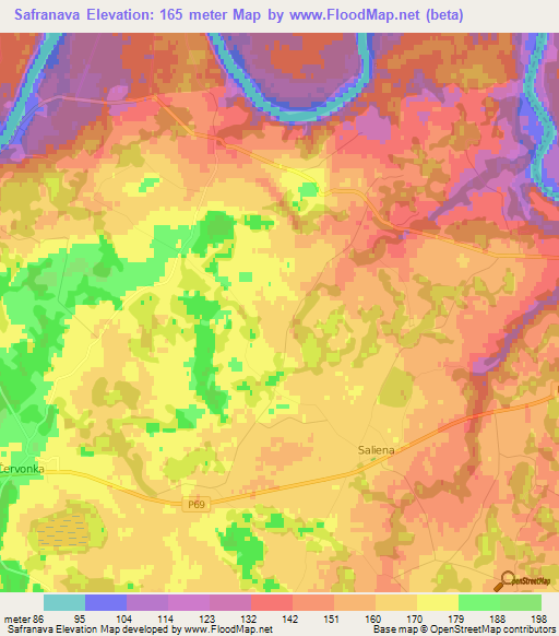 Safranava,Latvia Elevation Map