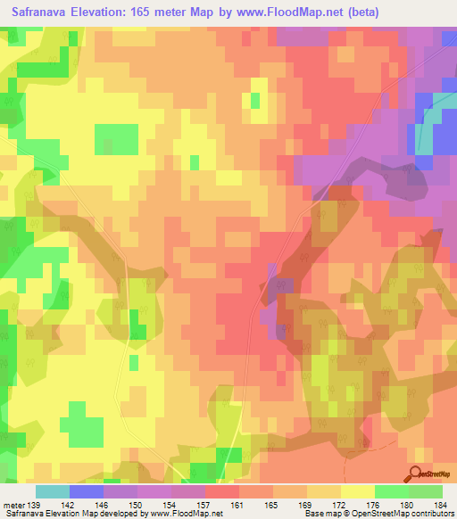 Safranava,Latvia Elevation Map