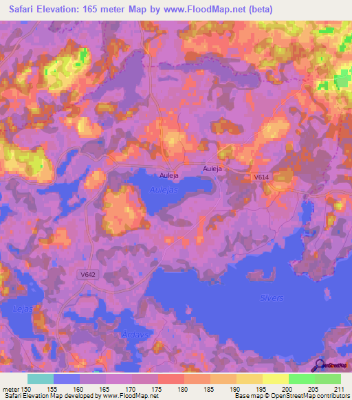 Safari,Latvia Elevation Map