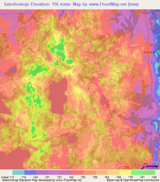 Sabolinskoje,Latvia Elevation Map