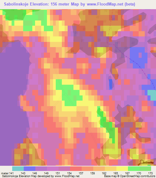 Sabolinskoje,Latvia Elevation Map