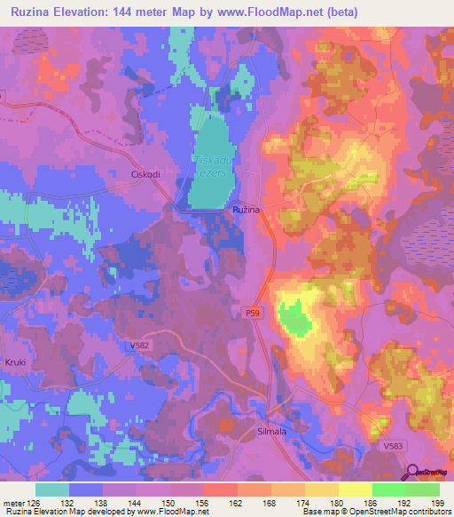 Ruzina,Latvia Elevation Map