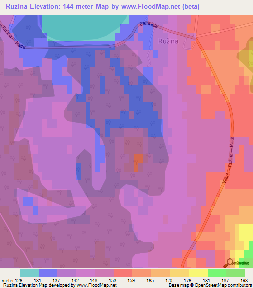 Ruzina,Latvia Elevation Map