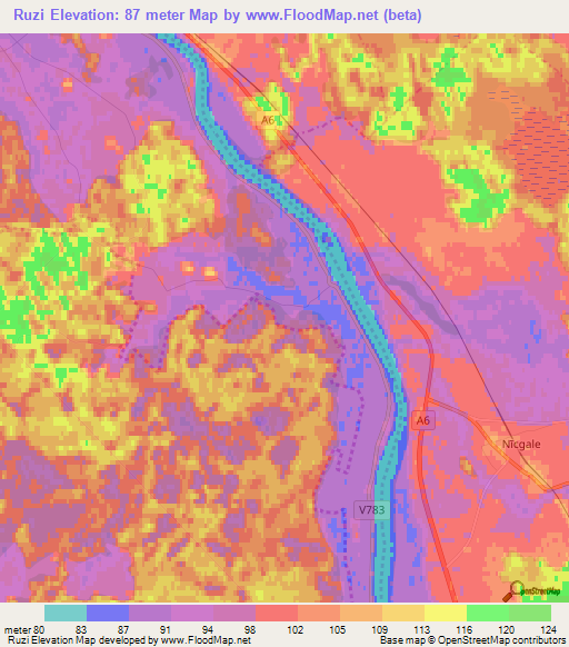 Ruzi,Latvia Elevation Map