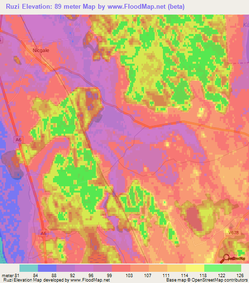 Ruzi,Latvia Elevation Map