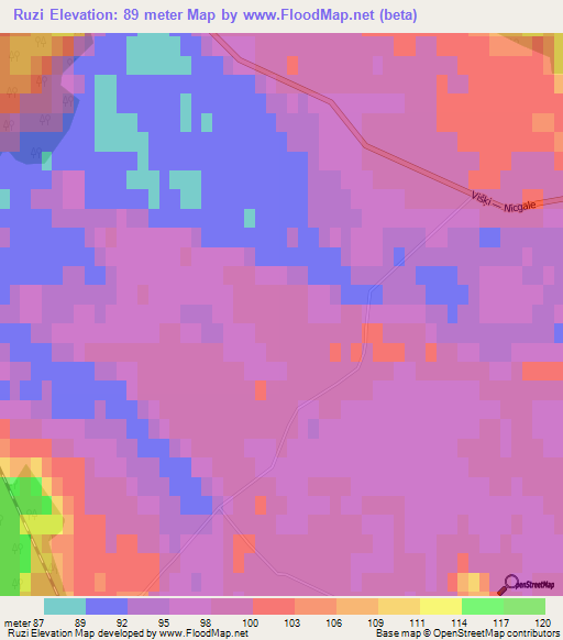 Ruzi,Latvia Elevation Map