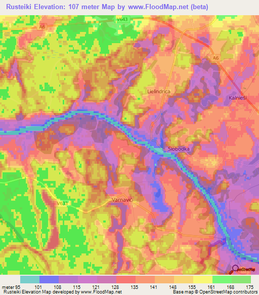 Rusteiki,Latvia Elevation Map