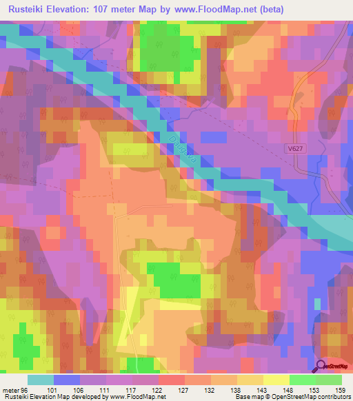 Rusteiki,Latvia Elevation Map