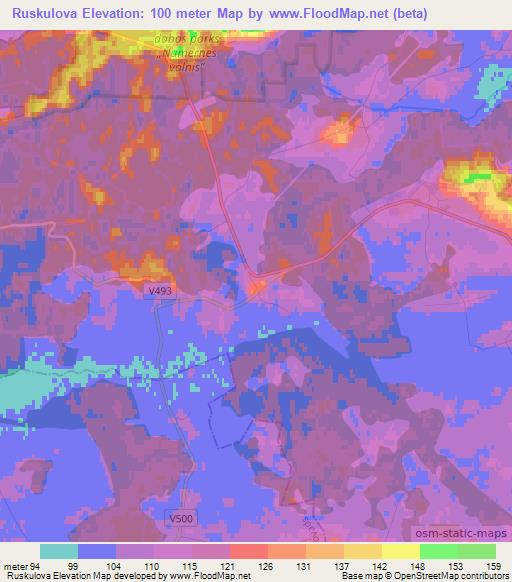 Ruskulova,Latvia Elevation Map