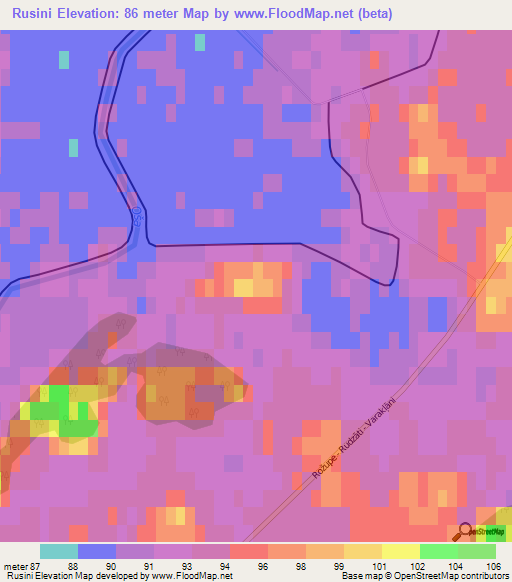 Rusini,Latvia Elevation Map