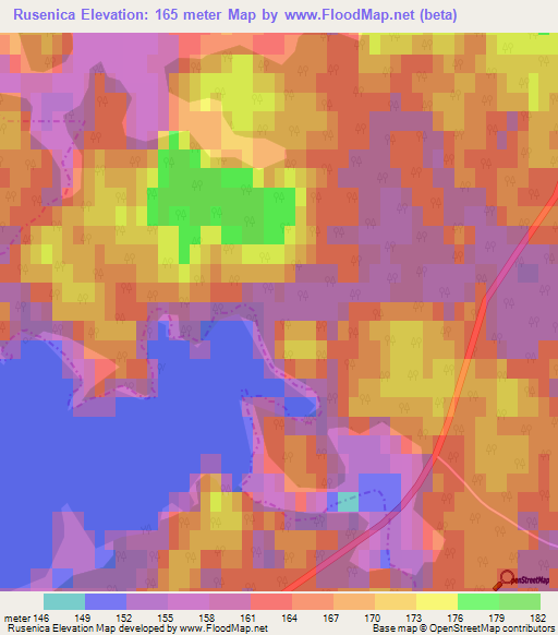 Rusenica,Latvia Elevation Map