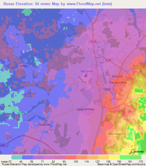 Rusas,Latvia Elevation Map