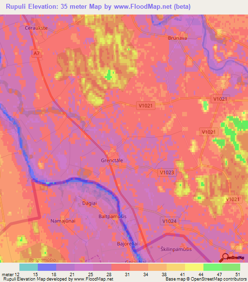 Rupuli,Latvia Elevation Map