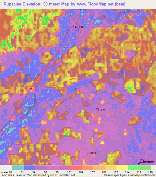 Rupsalas,Latvia Elevation Map