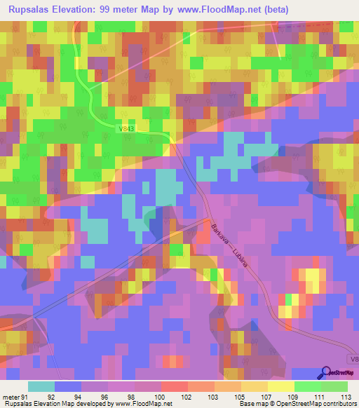 Rupsalas,Latvia Elevation Map