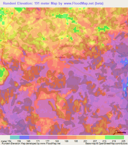 Rundeni,Latvia Elevation Map