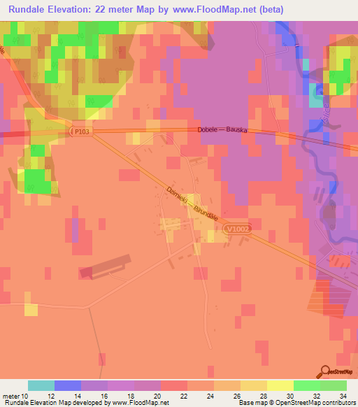 Rundale,Latvia Elevation Map