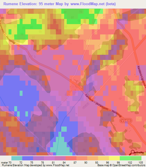 Rumene,Latvia Elevation Map