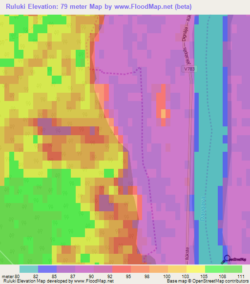 Ruluki,Latvia Elevation Map