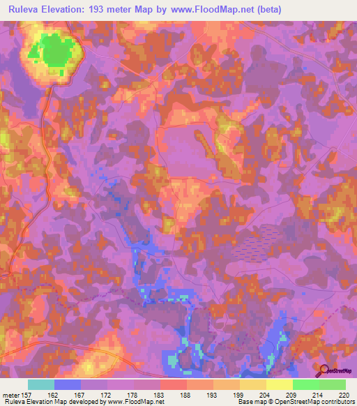 Ruleva,Latvia Elevation Map