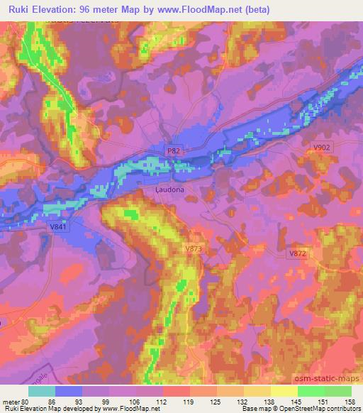 Ruki,Latvia Elevation Map