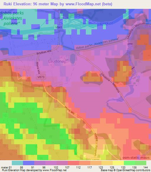 Ruki,Latvia Elevation Map