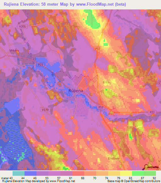 Rujiena,Latvia Elevation Map