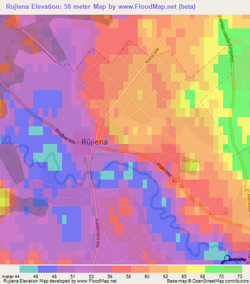 Rujiena,Latvia Elevation Map