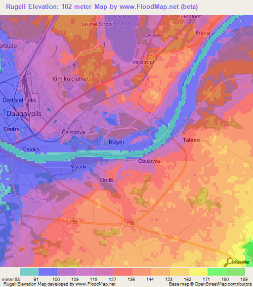 Rugeli,Latvia Elevation Map