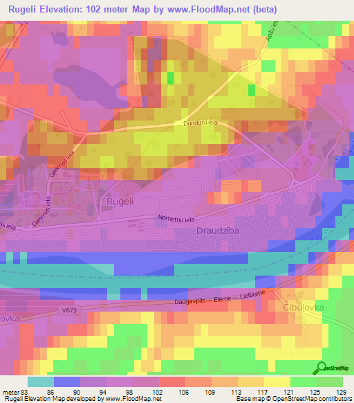 Rugeli,Latvia Elevation Map