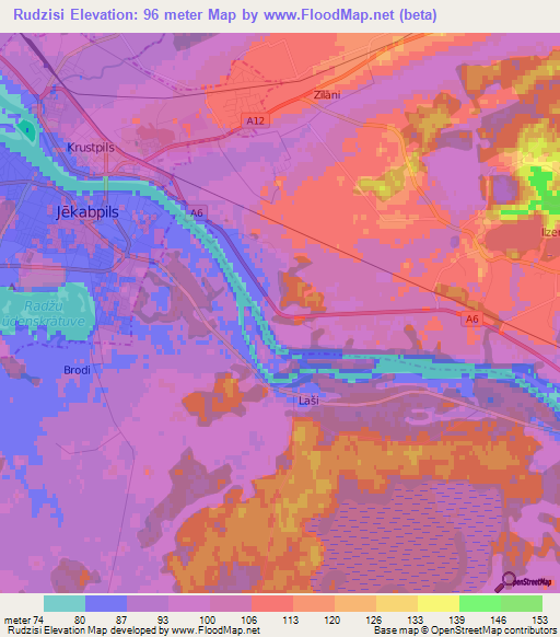 Rudzisi,Latvia Elevation Map