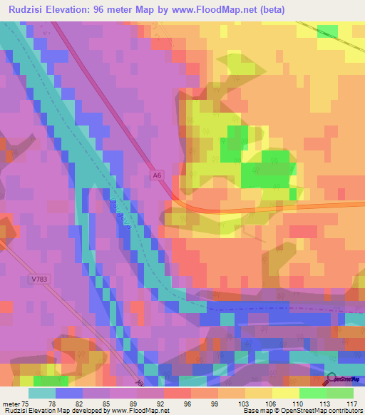 Rudzisi,Latvia Elevation Map