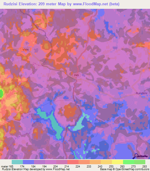 Rudzisi,Latvia Elevation Map