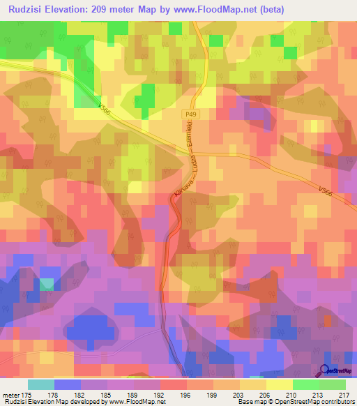 Rudzisi,Latvia Elevation Map