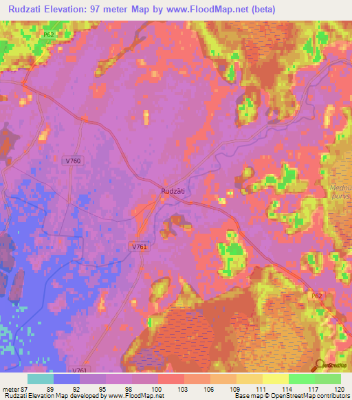 Rudzati,Latvia Elevation Map